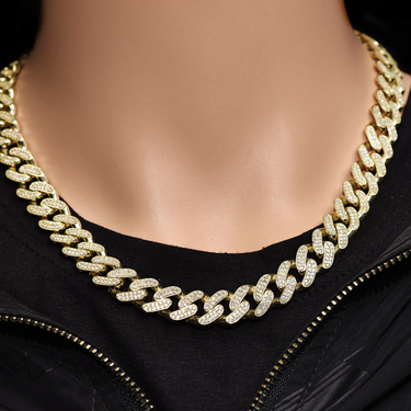 Yellow / 20 10k Gold CZ Cuban Chain 15 Ctw 13mm